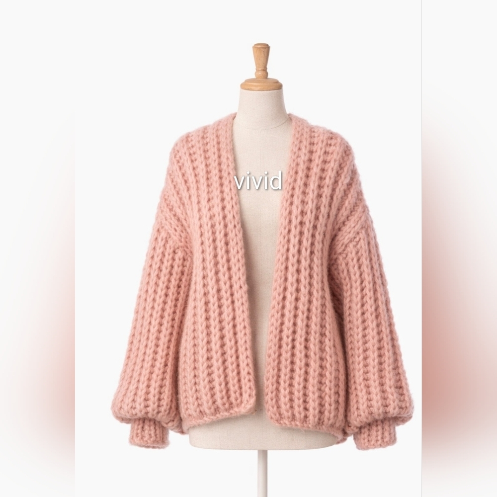 Anthropologie Chunky Knit Oversized Cardigan In Light Rose OS NWT $250